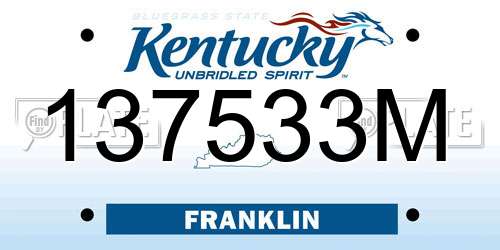 137533M Kentucky License Plate