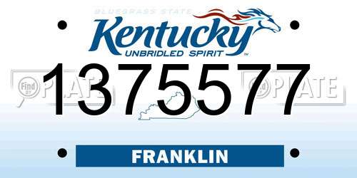 1375577 Kentucky License Plate