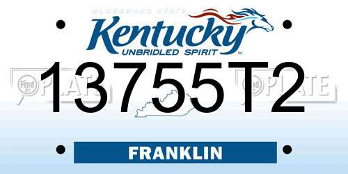 13755T2 Kentucky License Plate