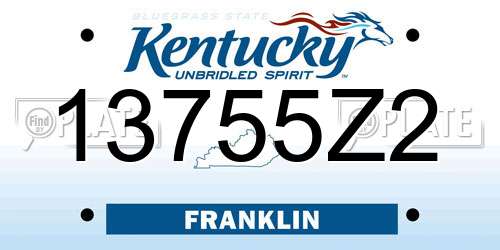 13755Z2 Kentucky License Plate