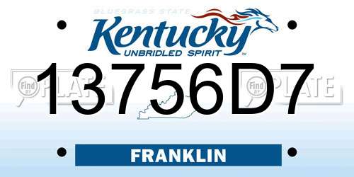 13756D7 Kentucky License Plate