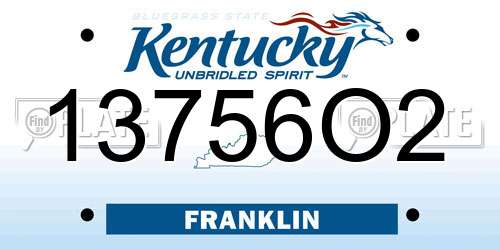 13756O2 Kentucky License Plate