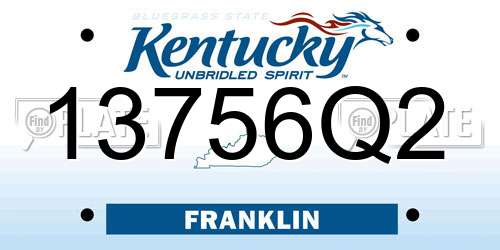 13756Q2 Kentucky License Plate