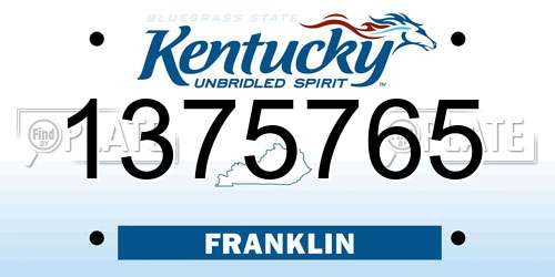 1375765 Kentucky License Plate