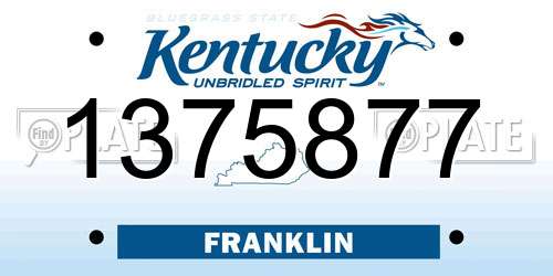 1375877 Kentucky License Plate