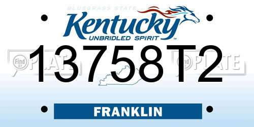 13758T2 Kentucky License Plate