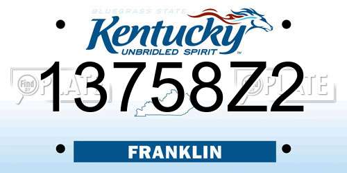13758Z2 Kentucky License Plate