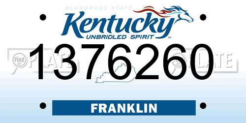 1376260 Kentucky License Plate