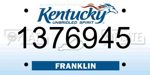 1376945 Kentucky License Plate