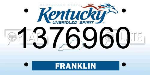 1376960 Kentucky License Plate