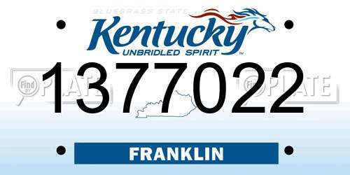 1377022 Kentucky License Plate