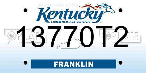 13770T2 Kentucky License Plate