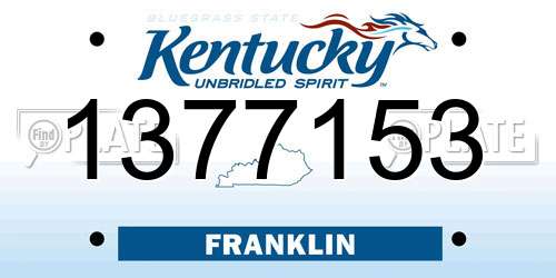 1377153 Kentucky License Plate