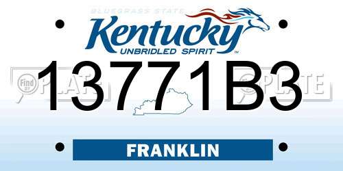 13771B3 Kentucky License Plate