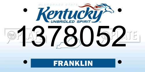 1378052 Kentucky License Plate