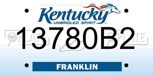 13780B2 Kentucky License Plate