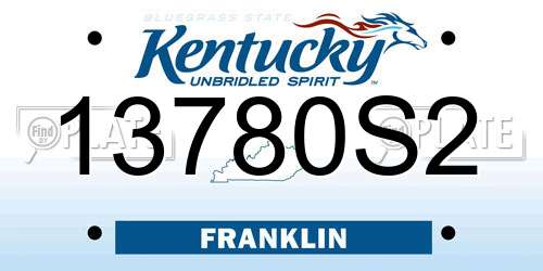 13780S2 Kentucky License Plate