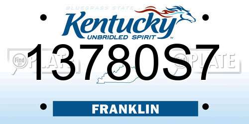 13780S7 Kentucky License Plate
