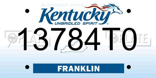 13784T0 Kentucky License Plate