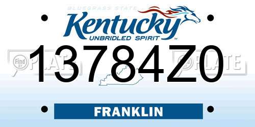 13784Z0 Kentucky License Plate