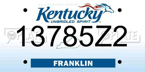 13785Z2 Kentucky License Plate