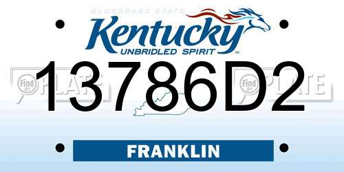13786D2 Kentucky License Plate