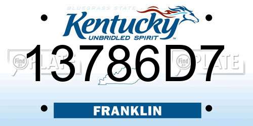 13786D7 Kentucky License Plate