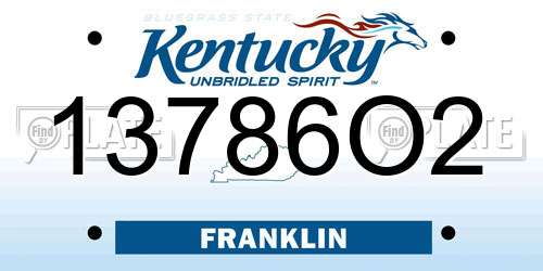 13786O2 Kentucky License Plate