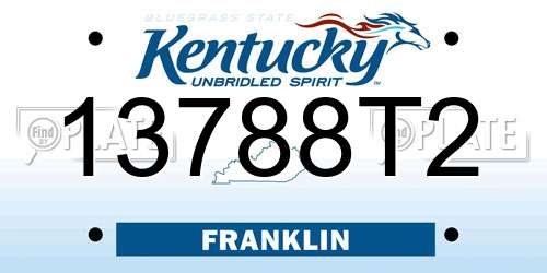 13788T2 Kentucky License Plate