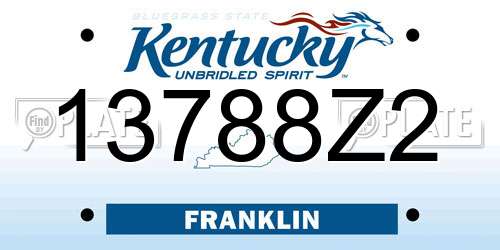 13788Z2 Kentucky License Plate