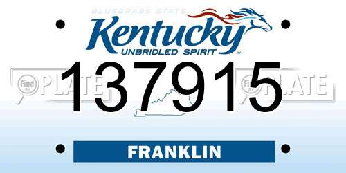 137915 Kentucky License Plate