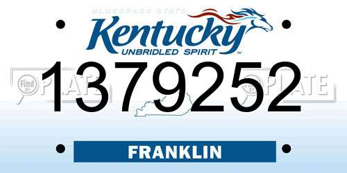 1379252 Kentucky License Plate