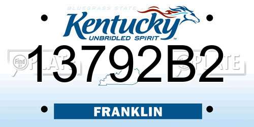 13792B2 Kentucky License Plate
