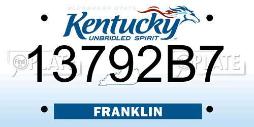 13792B7 Kentucky License Plate