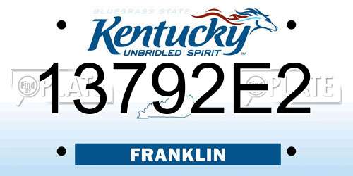 13792E2 Kentucky License Plate
