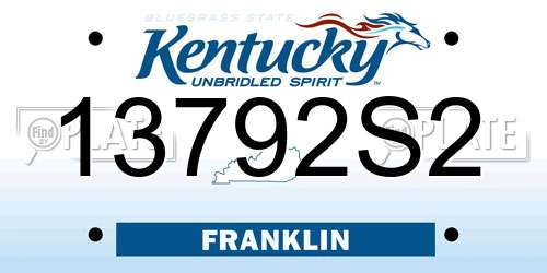 13792S2 Kentucky License Plate