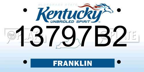 13797B2 Kentucky License Plate