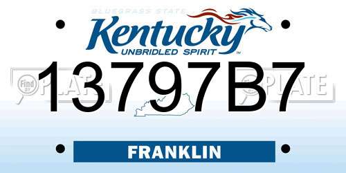 13797B7 Kentucky License Plate