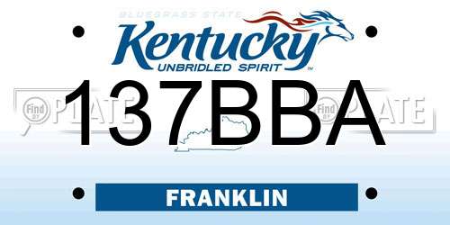 137BBA Kentucky License Plate