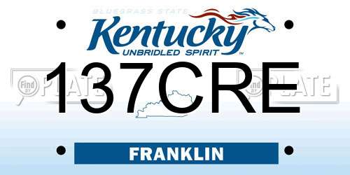 137CRE Kentucky License Plate