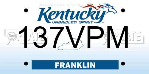 137VPM Kentucky License Plate