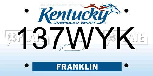 137WYK Kentucky License Plate