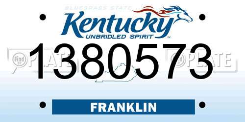 1380573 Kentucky License Plate