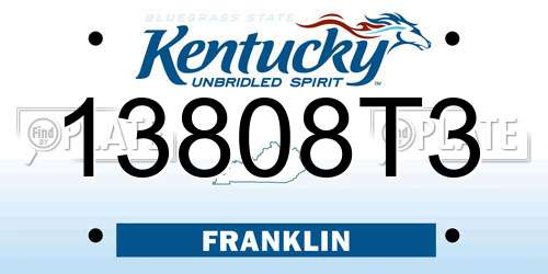 13808T3 Kentucky License Plate