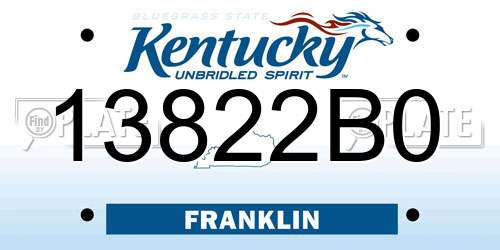 13822B0 Kentucky License Plate