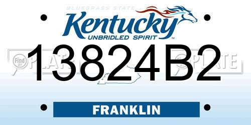 13824B2 Kentucky License Plate