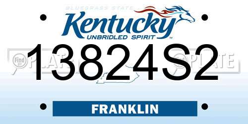13824S2 Kentucky License Plate