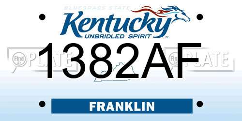 1382AF Kentucky License Plate