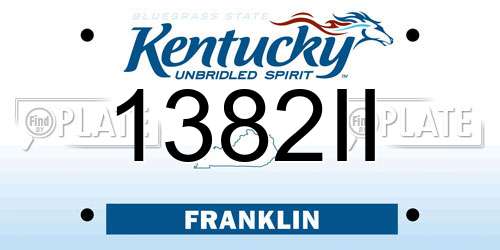 1382II Kentucky License Plate