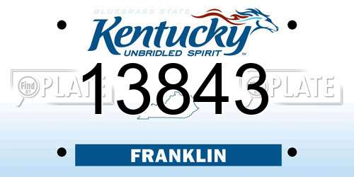 13843 Kentucky License Plate